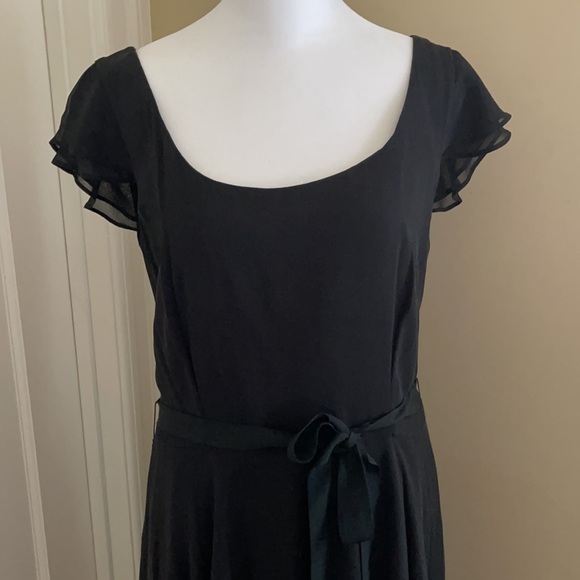 NWT Hobbs Black Silk Georgette cap sleeve dress 8 - Picture 2 of 14